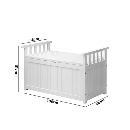 Livsip Outdoor Storage Box Wooden Garden Bench L White-Outdoor Storage Boxes-PEROZ Accessories