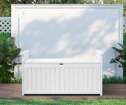 Livsip Outdoor Storage Box Wooden Garden Bench L White-Outdoor Storage Boxes-PEROZ Accessories