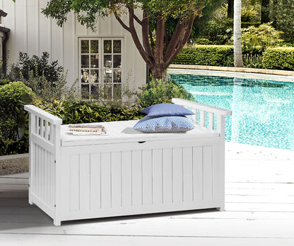 Livsip Outdoor Storage Box Wooden Garden Bench L White-Outdoor Storage Boxes-PEROZ Accessories