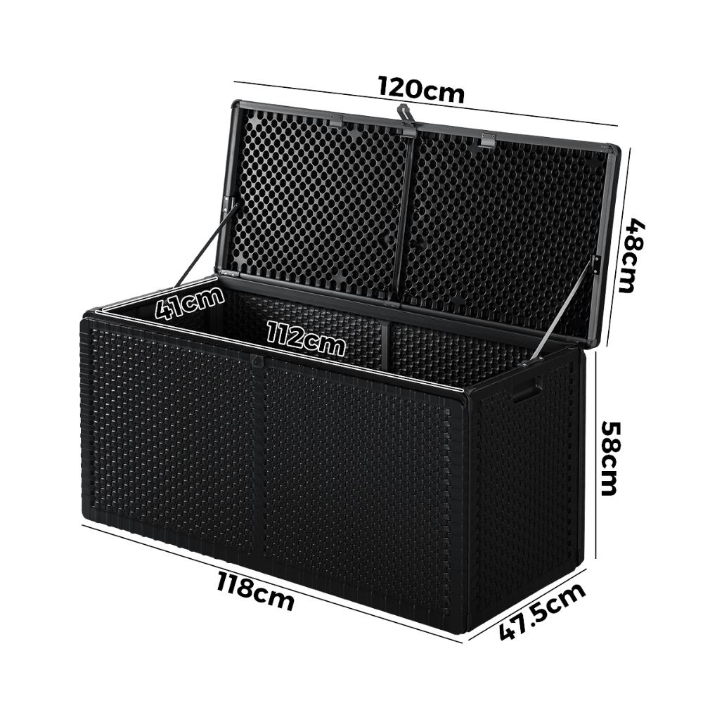 Livsip Outdoor Storage Box Bench 310L Black-Outdoor Storage Boxes-PEROZ Accessories
