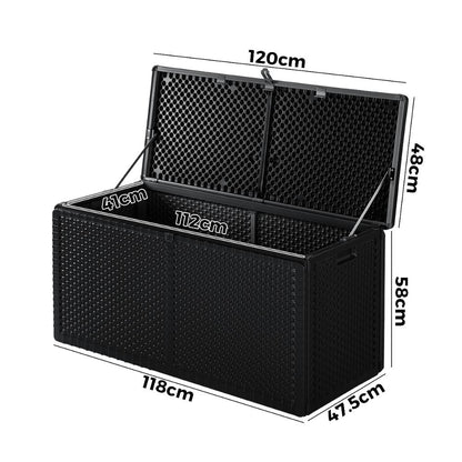 Livsip Outdoor Storage Box Bench 310L Black-Outdoor Storage Boxes-PEROZ Accessories