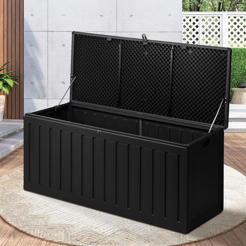 Livsip Outdoor Storage Box Bench 490L Cabinet Container Garden Deck Tool Black-Outdoor Storage Box-PEROZ Accessories