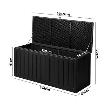 Livsip Outdoor Storage Box Bench 490L Cabinet Container Garden Deck Tool Black-Outdoor Storage Boxes-PEROZ Accessories