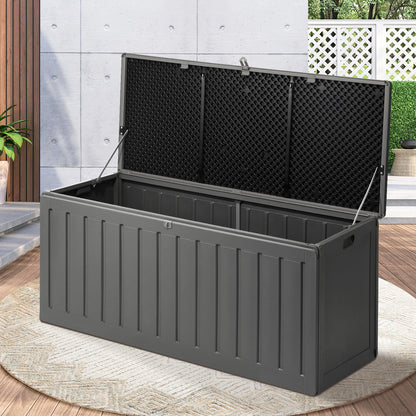 Livsip Outdoor Storage Box Bench 490L Cabinet Container Garden Deck Tool Grey-Outdoor Storage Boxes-PEROZ Accessories