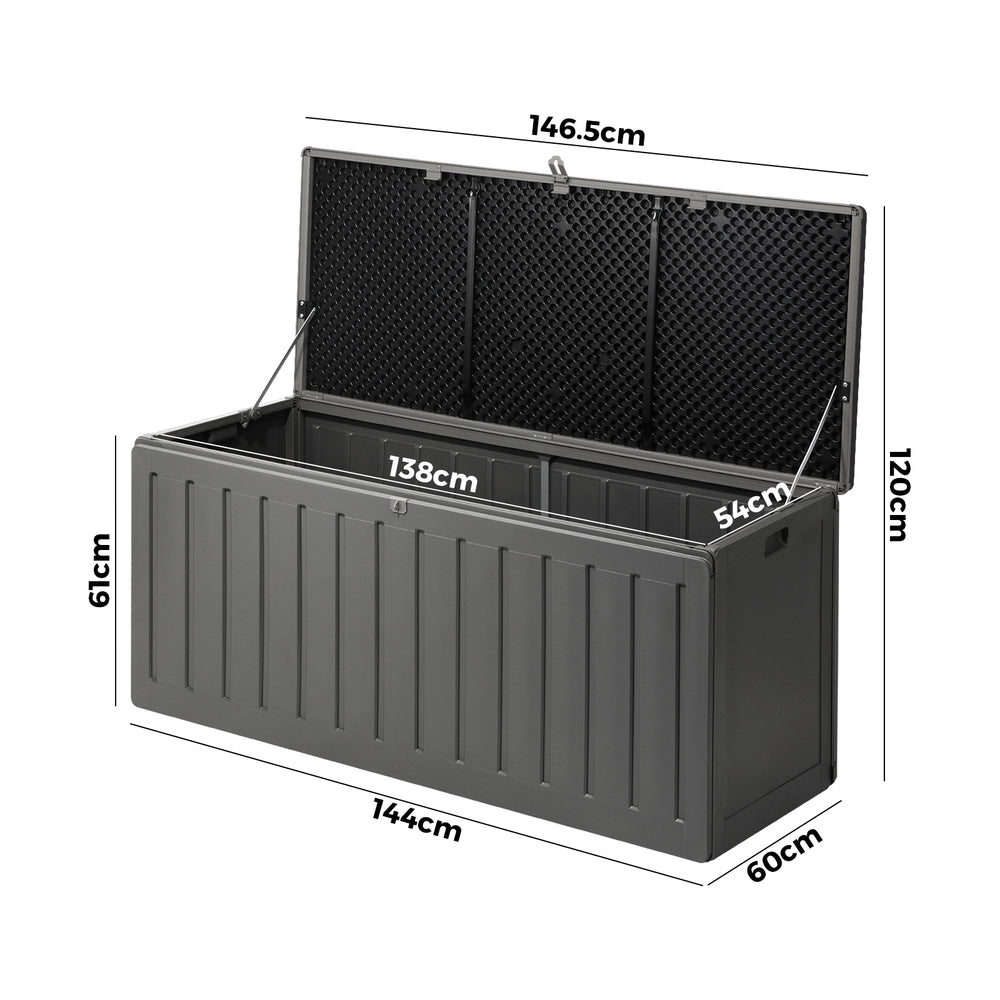 Livsip Outdoor Storage Box Bench 490L Cabinet Container Garden Deck Tool Grey-Outdoor Storage Boxes-PEROZ Accessories
