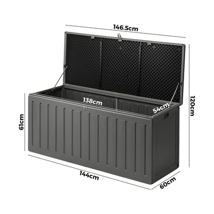 Livsip Outdoor Storage Box Bench 490L Cabinet Container Garden Deck Tool Grey-Outdoor Storage Boxes-PEROZ Accessories