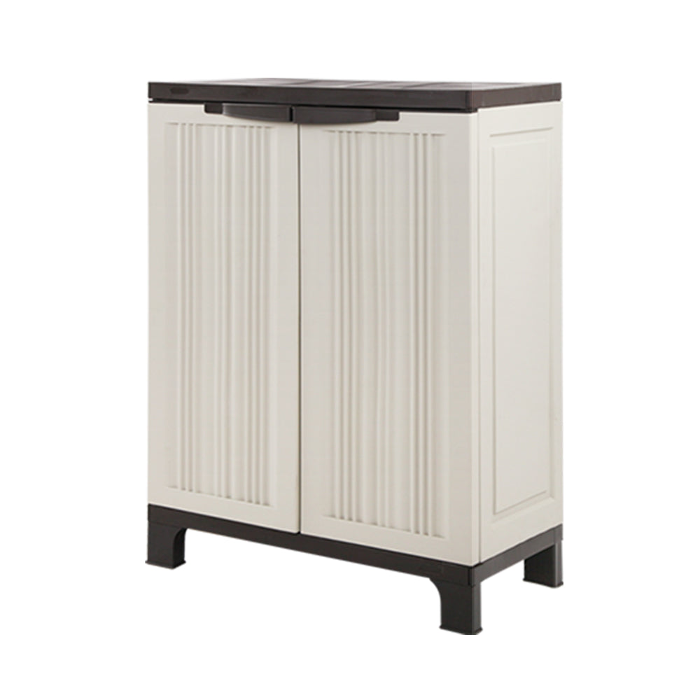 Gardeon Outdoor Storage Cabinet Box 92cm Lockable Cupboard Sheds Garage Adjustable Beige-Outdoor Storage Cabinets-PEROZ Accessories