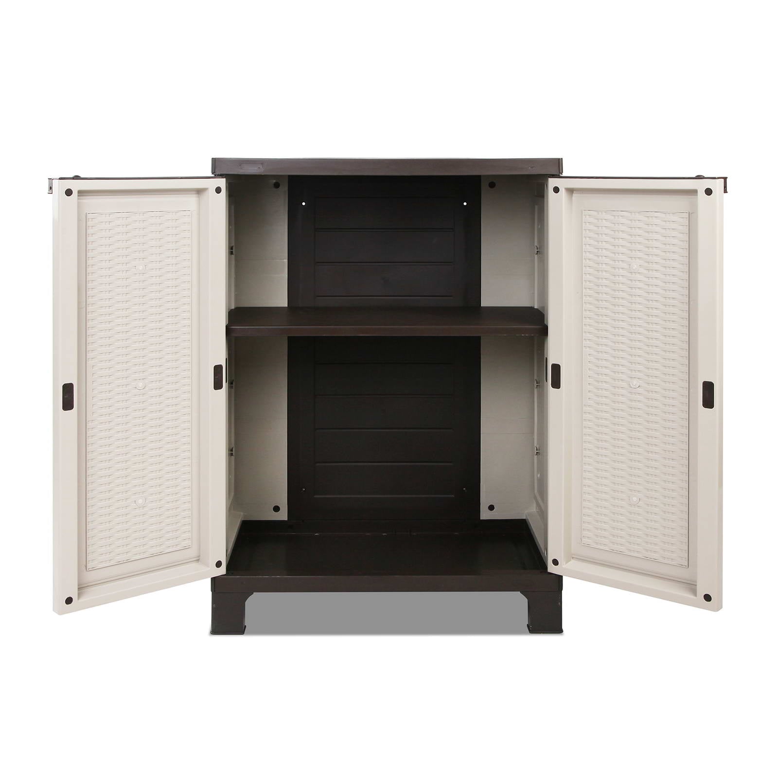Gardeon Outdoor Storage Cabinet Box 92cm Lockable Cupboard Sheds Adjustable Rattan Beige-Outdoor Storage Cabinets-PEROZ Accessories