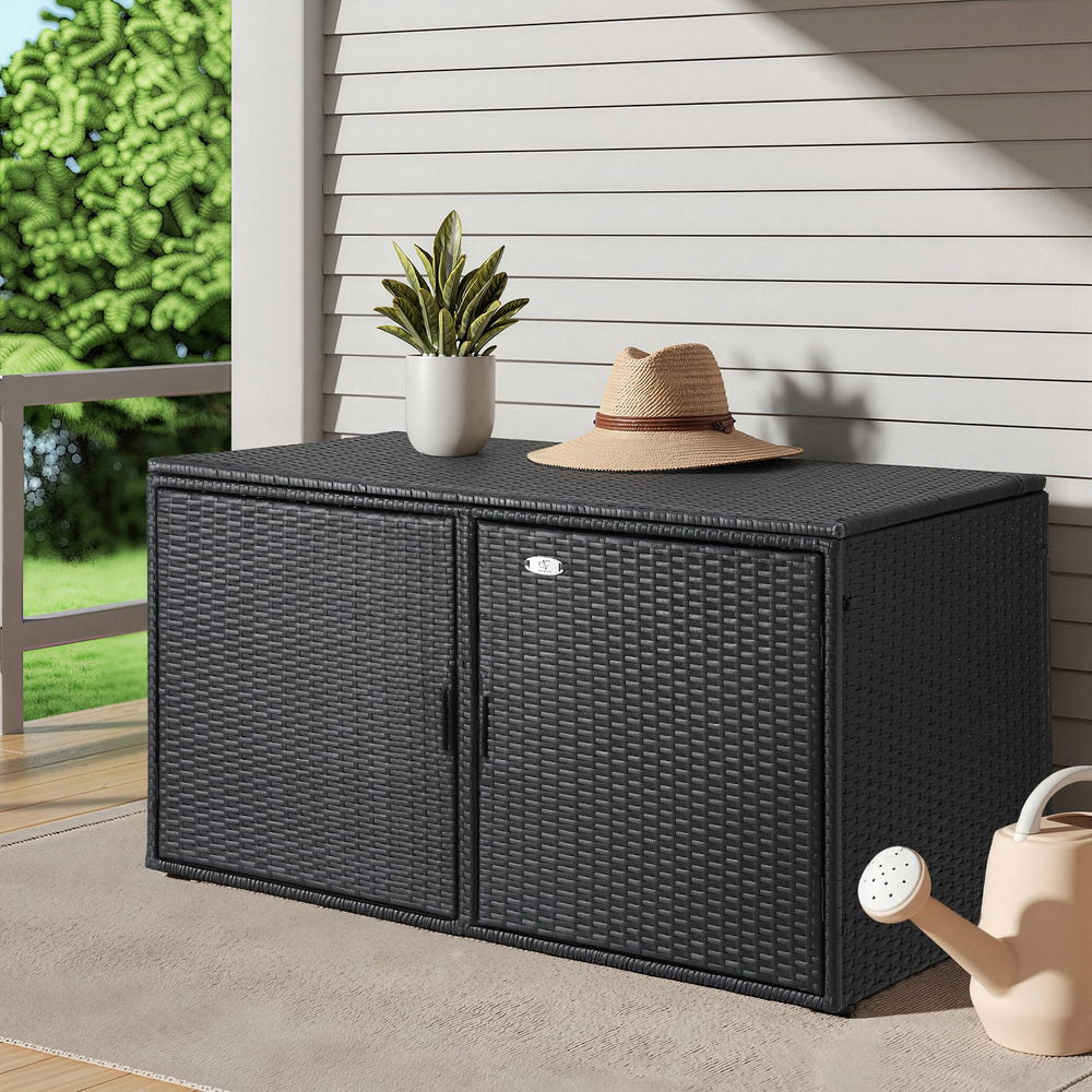 Gardeon Outdoor Storage Cabinet Box Deck Wicker Shelf Chest Garden Shed Tools Black-Furniture &gt; Outdoor &gt; Outdoor Storage Boxes-PEROZ Accessories