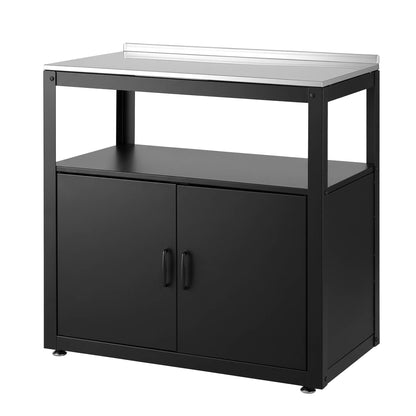 Gardeon Outdoor Storage Cabinet Garden Potting Bench Stainless Steel Table Top Black-Home &amp; Garden > Storage > Storage Cabinets &amp; Lockers-PEROZ Accessories