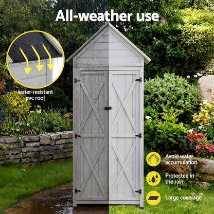 Gardeon Outdoor Storage Cabinet Cupboard Lockable Tool Organizer Shed Adjustable Grey-Furniture &gt; Office &gt; Storage Cabinets-PEROZ Accessories
