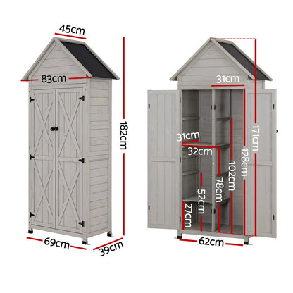 Gardeon Outdoor Storage Cabinet Cupboard Lockable Tool Organizer Shed Adjustable Grey-Furniture &gt; Office &gt; Storage Cabinets-PEROZ Accessories