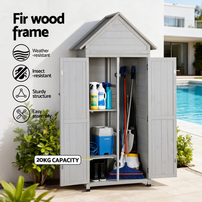 Gardeon Outdoor Storage Cabinet Cupboard Lockable Tool Organizer Shed Adjustable Grey-Furniture &gt; Office &gt; Storage Cabinets-PEROZ Accessories