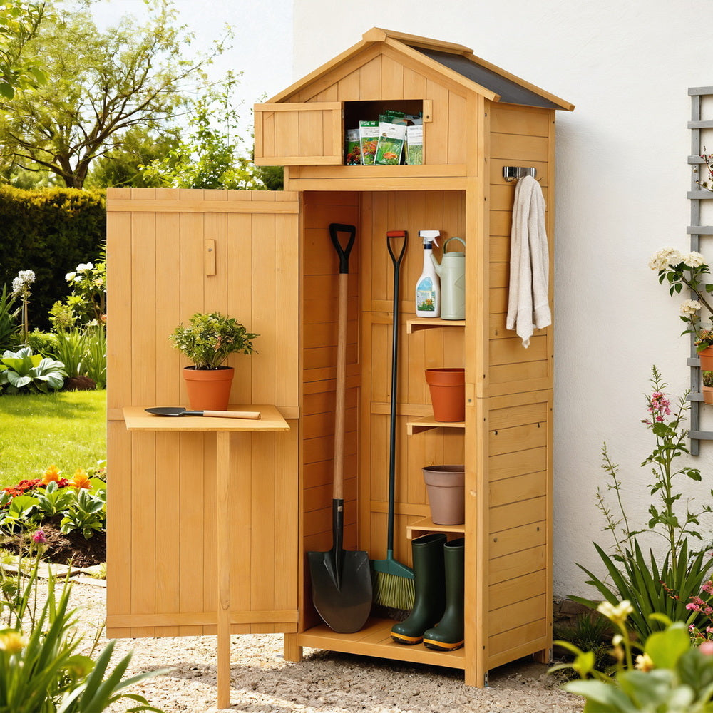 Gardeon Outdoor Storage Cabinet Cupboard Folding Table Tool Organizer Shed Adjustable-Furniture &gt; Office &gt; Storage Cabinets-PEROZ Accessories
