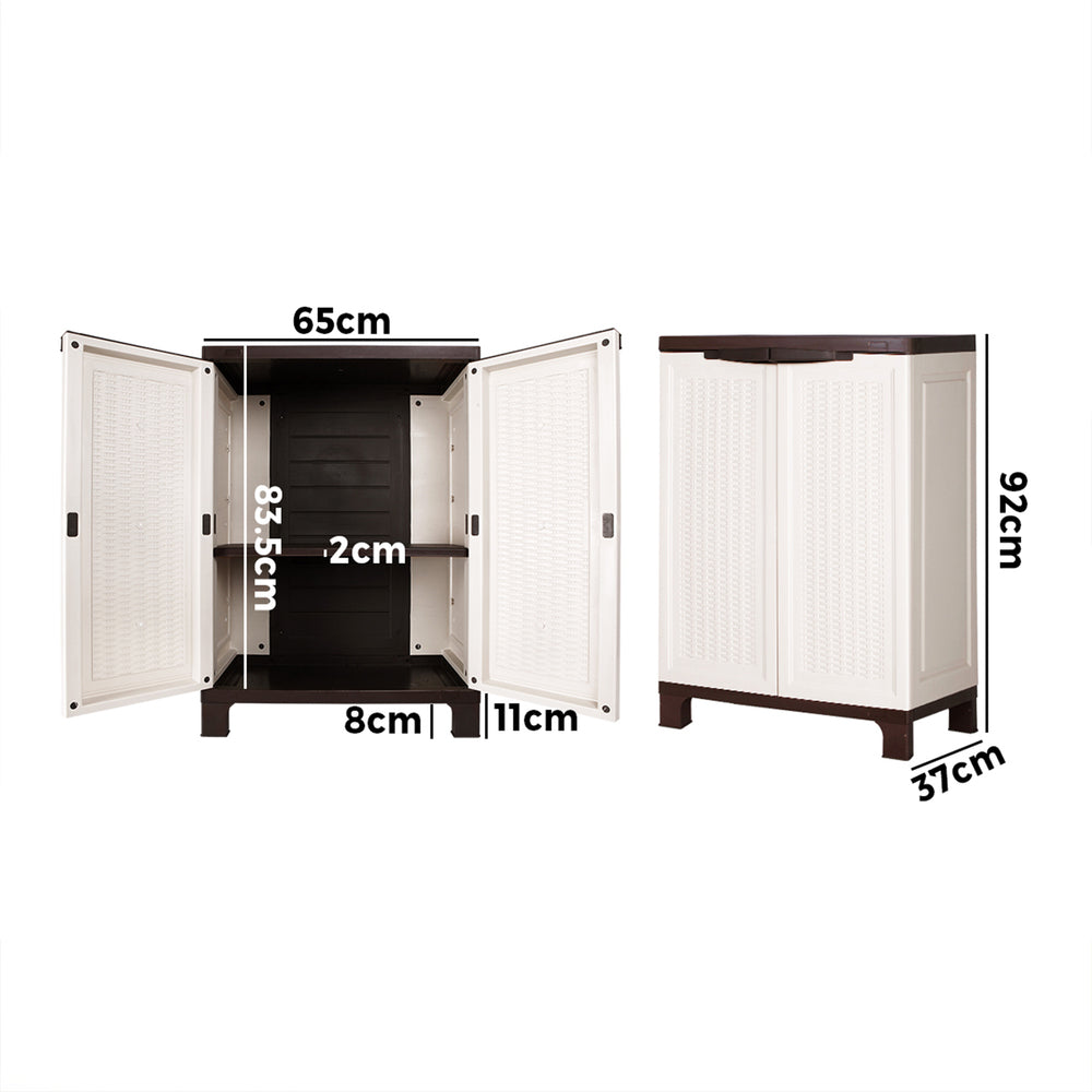Livsip Outdoor Storage Cabinet Box Garden Garage Cupboard Adjustable Lockable Beige-Outdoor Storage Cabinets-PEROZ Accessories