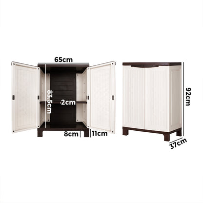Livsip Outdoor Storage Cabinet Box Garden Garage Cupboard Adjustable Lockable Beige-Outdoor Storage Cabinets-PEROZ Accessories