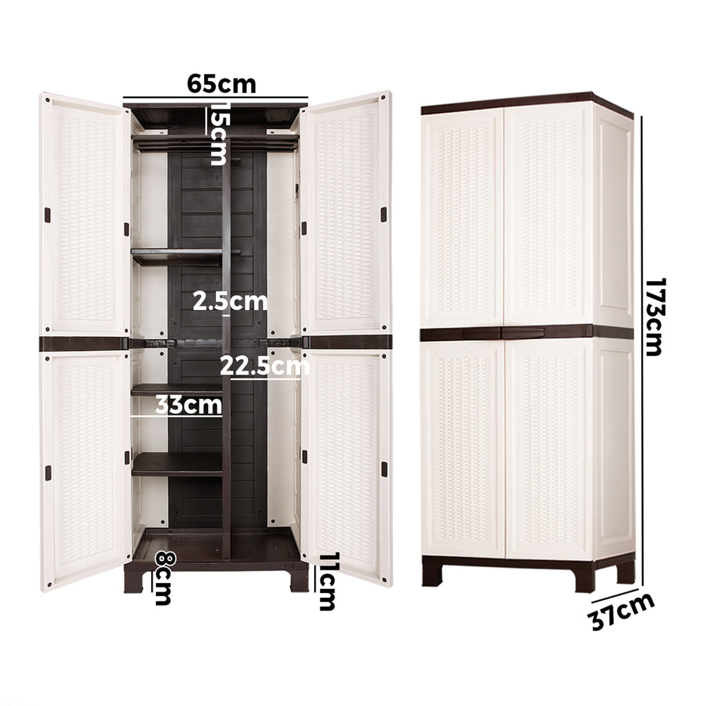 Livsip Outdoor Storage Cabinet Box Garage Cupboard Garden Adjustable Lockable-Outdoor Storage Cabinets-PEROZ Accessories
