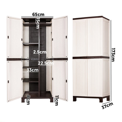 Livsip Outdoor Storage Cabinet Box Garage Cupboard Garden Adjustable Lockable-Outdoor Storage Cabinets-PEROZ Accessories
