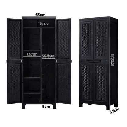 Livsip Outdoor Storage Cabinet Adjustable Tall Black-Outdoor Storage Cabinets-PEROZ Accessories