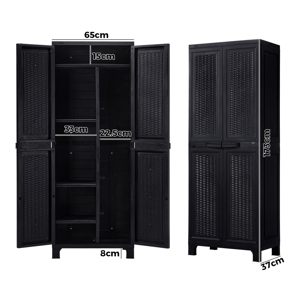 Livsip Outdoor Storage Cabinet Adjustable Tall Black-Outdoor Storage Cabinets-PEROZ Accessories