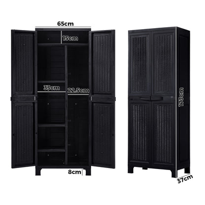 Livsip Outdoor Storage Cabinet Adjustable Tall Black-Outdoor Storage Cabinets-PEROZ Accessories