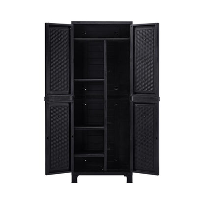 Livsip Outdoor Storage Cabinet Adjustable Tall Black-Outdoor Storage Cabinets-PEROZ Accessories