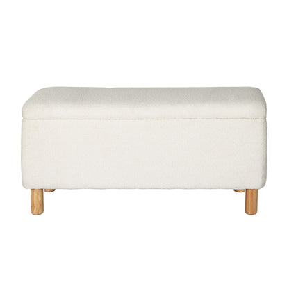 Artiss Storage Ottoman Blanket Box 99cm Teddy Fabric White-Home &amp; Garden &gt; Storage-PEROZ Accessories