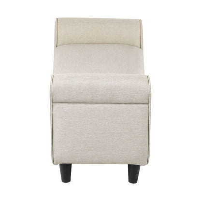 Oikiture Storage Ottoman Blanket Box Linen Fabric Arm Foot Stool Couch Large Beige-Ottomans-PEROZ Accessories