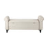 Oikiture Storage Ottoman Blanket Box Linen Fabric Arm Foot Stool Couch Large Beige-Ottomans-PEROZ Accessories