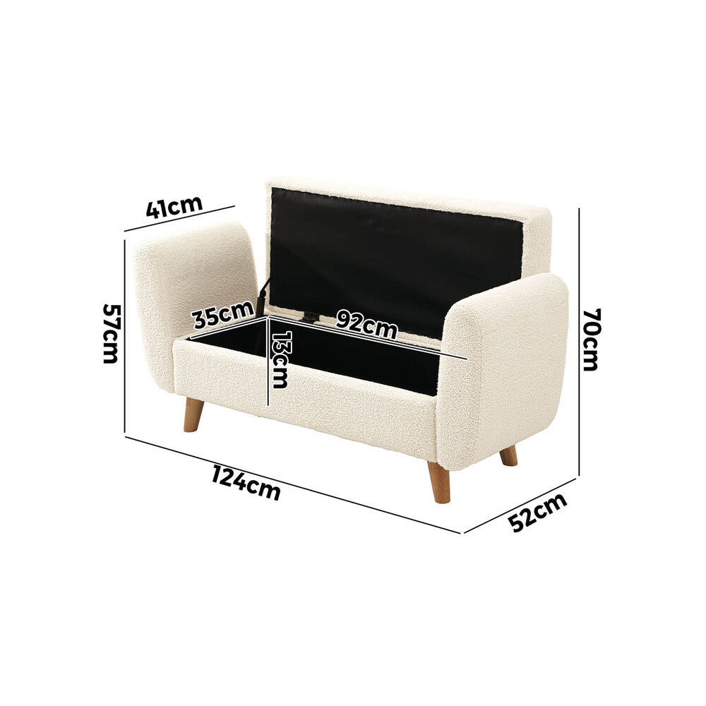 Oikiture Storage Ottoman, 124 x 52 x 41 Footrest Stool Bench Padded Seat Storage Box Home Bedroom Furniture-Ottoman-PEROZ Accessories
