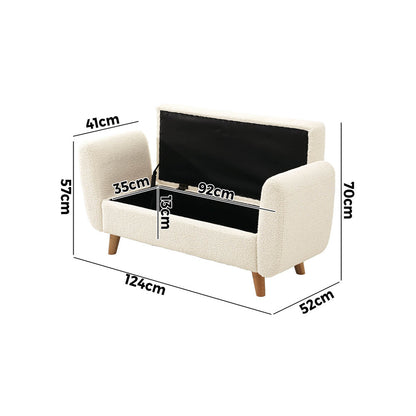 Oikiture Storage Ottoman, 124 x 52 x 41 Footrest Stool Bench Padded Seat Storage Box Home Bedroom Furniture-Ottoman-PEROZ Accessories