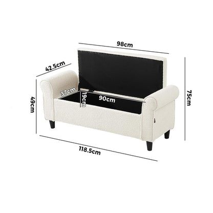 Oikiture Storage Ottoman Blanket Box Sherpa Fabric Arm Foot Stool Couch Large-Ottoman-PEROZ Accessories