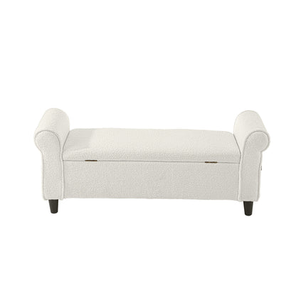 Oikiture Storage Ottoman Blanket Box Sherpa Fabric Arm Foot Stool Couch Large-Ottoman-PEROZ Accessories