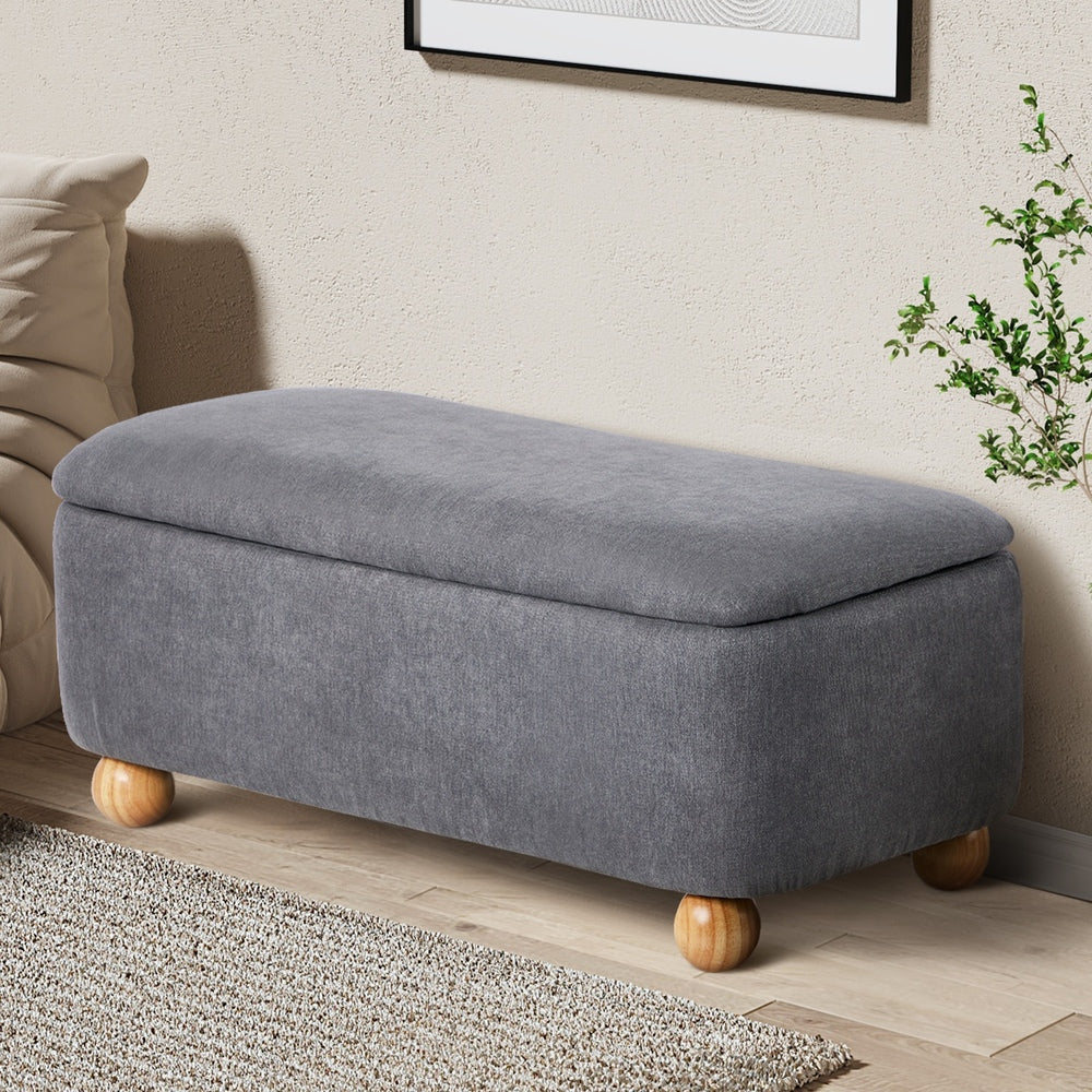 Oikiture Storage Ottoman Foot Stool Linen Couch Bench Blanket Box-Ottoman-PEROZ Accessories