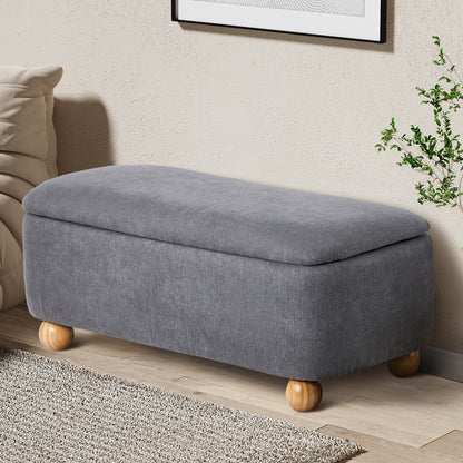 Oikiture Storage Ottoman Foot Stool Linen Couch Bench Blanket Box-Ottoman-PEROZ Accessories