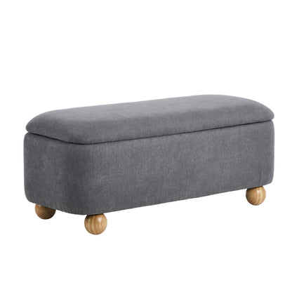 Oikiture Storage Ottoman Foot Stool Linen Couch Bench Blanket Box-Ottoman-PEROZ Accessories