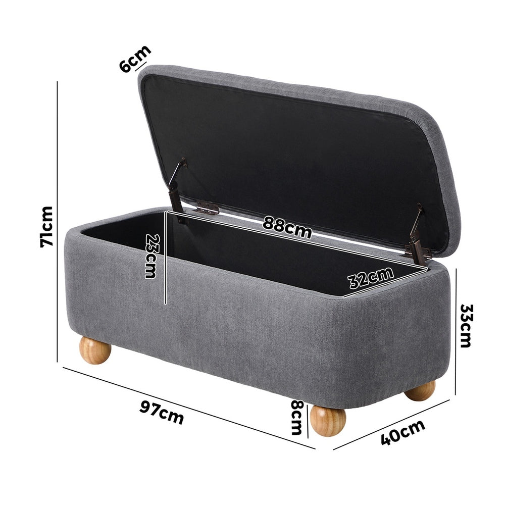 Oikiture Storage Ottoman Foot Stool Linen Couch Bench Blanket Box-Ottoman-PEROZ Accessories