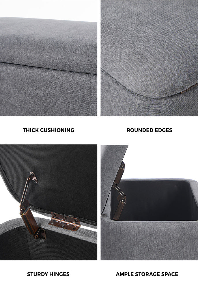 Oikiture Storage Ottoman Foot Stool Linen Couch Bench Blanket Box-Ottoman-PEROZ Accessories