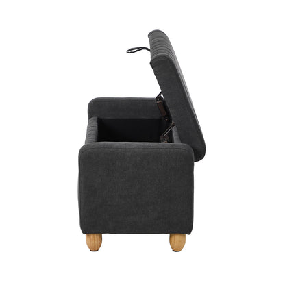 Oikiture Storage Ottoman Couch Footstool Linen Toy Chest Bench Grey-Ottoman-PEROZ Accessories