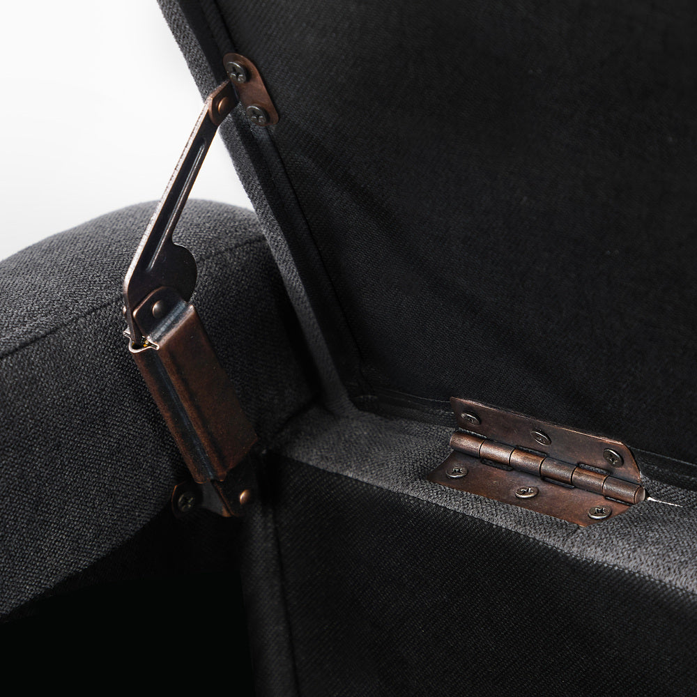 Oikiture Storage Ottoman Couch Footstool Linen Toy Chest Bench Grey-Ottoman-PEROZ Accessories