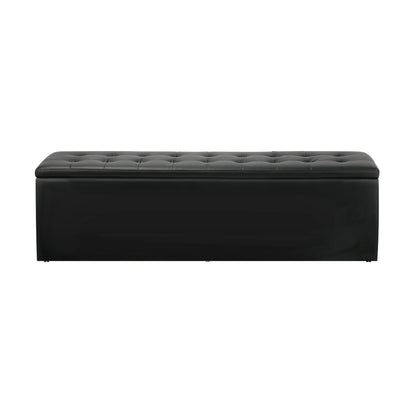 Oikiture Storage Ottoman Blanket Box Foot Stool XL Chest Toy PU Leather Black-Ottomans-PEROZ Accessories