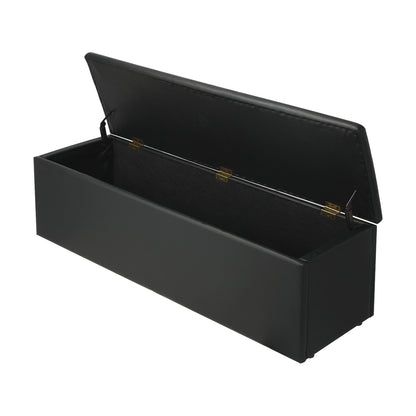 Oikiture Storage Ottoman Blanket Box Foot Stool XL Chest Toy PU Leather Black-Ottomans-PEROZ Accessories