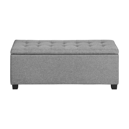 Oikiture Storage Ottoman Blanket Box Faux Linen Chest Toy Foot Stool LARGE-Ottomans-PEROZ Accessories