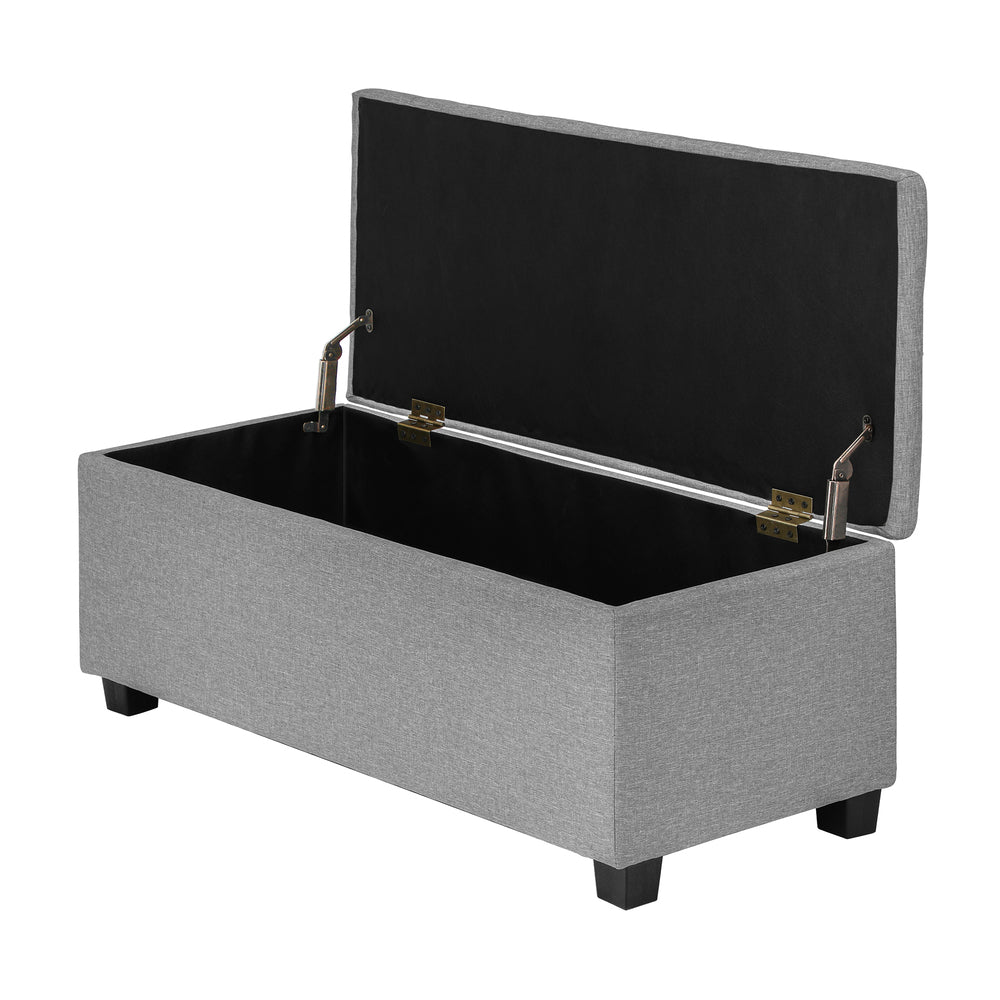 Oikiture Storage Ottoman Blanket Box Faux Linen Chest Toy Foot Stool LARGE