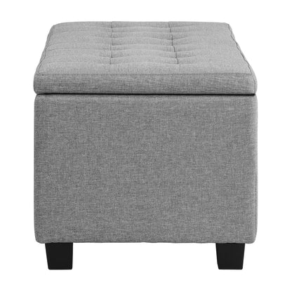 Oikiture Storage Ottoman Blanket Box Faux Linen Chest Toy Foot Stool LARGE-Ottomans-PEROZ Accessories