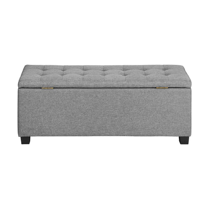 Oikiture Storage Ottoman Blanket Box Faux Linen Chest Toy Foot Stool LARGE-Ottomans-PEROZ Accessories