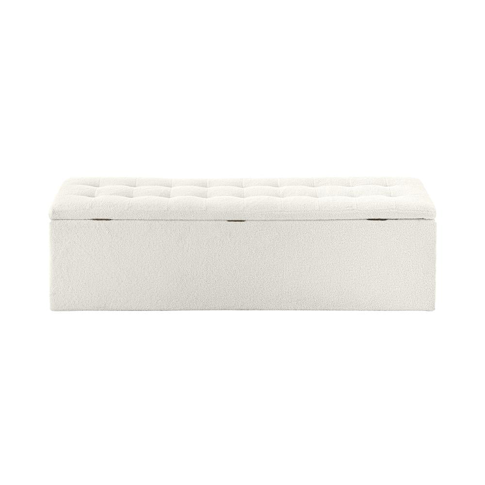 Oikiture Storage Ottoman Blanket Box Foot Stool XL Chest Toy Sherpa Linen White-Ottoman-PEROZ Accessories