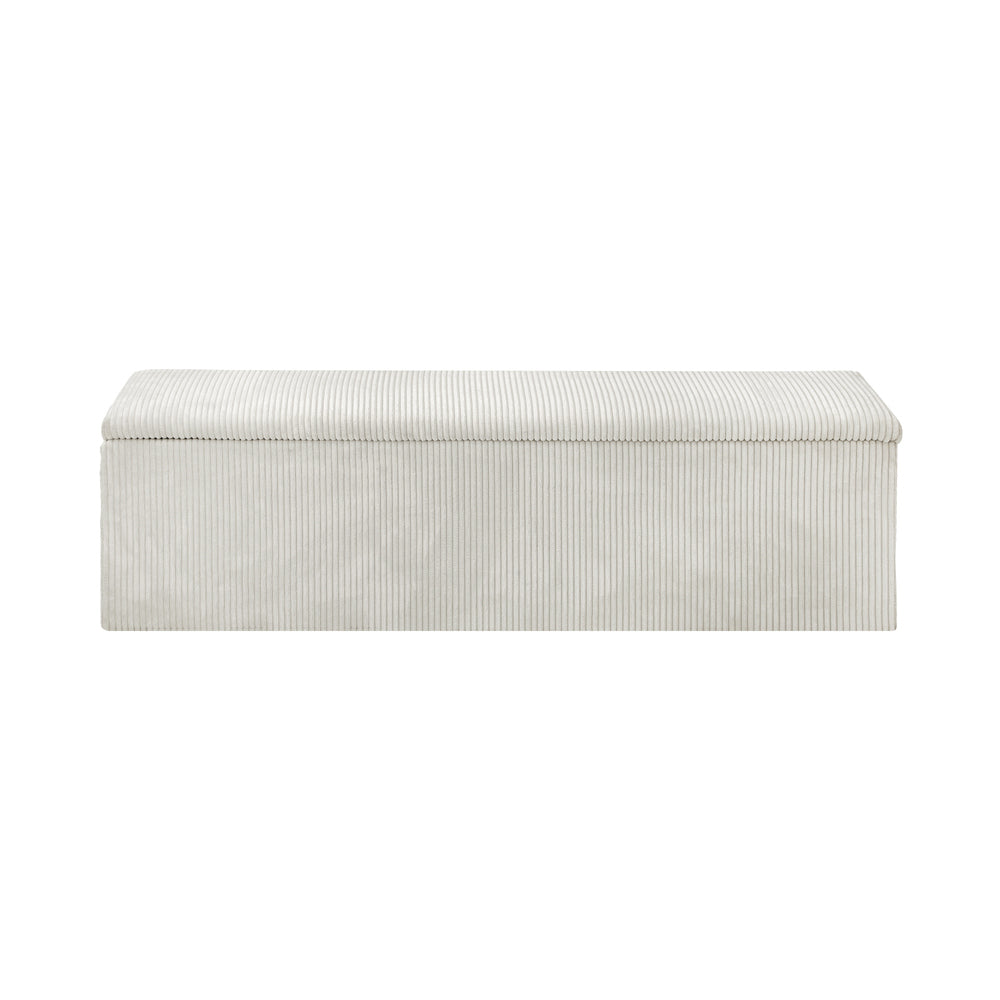 Oikiture Storage Ottoman Blanket Box XL Polyester Beige-Ottoman-PEROZ Accessories