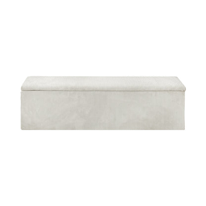 Oikiture Storage Ottoman Blanket Box XL Polyester Beige-Ottoman-PEROZ Accessories