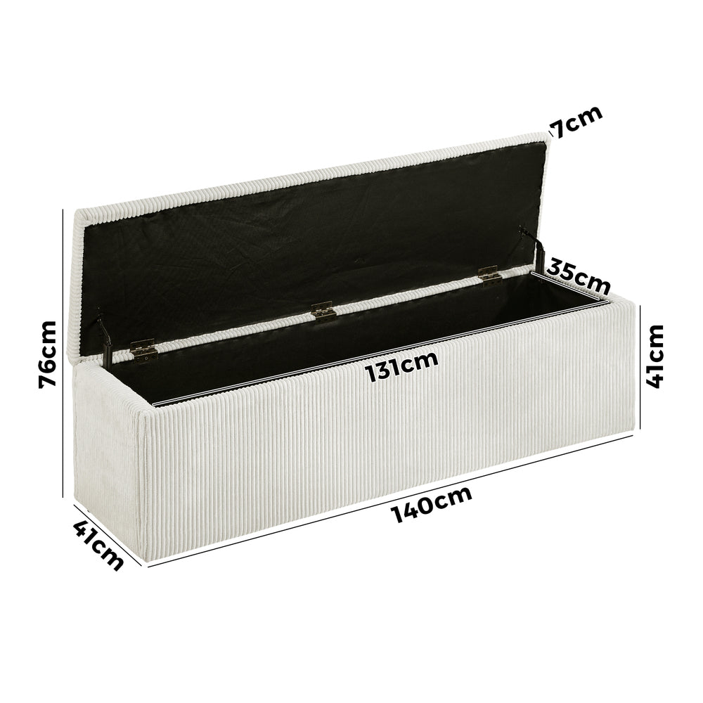 Oikiture Storage Ottoman Blanket Box XL Polyester Beige-Ottoman-PEROZ Accessories